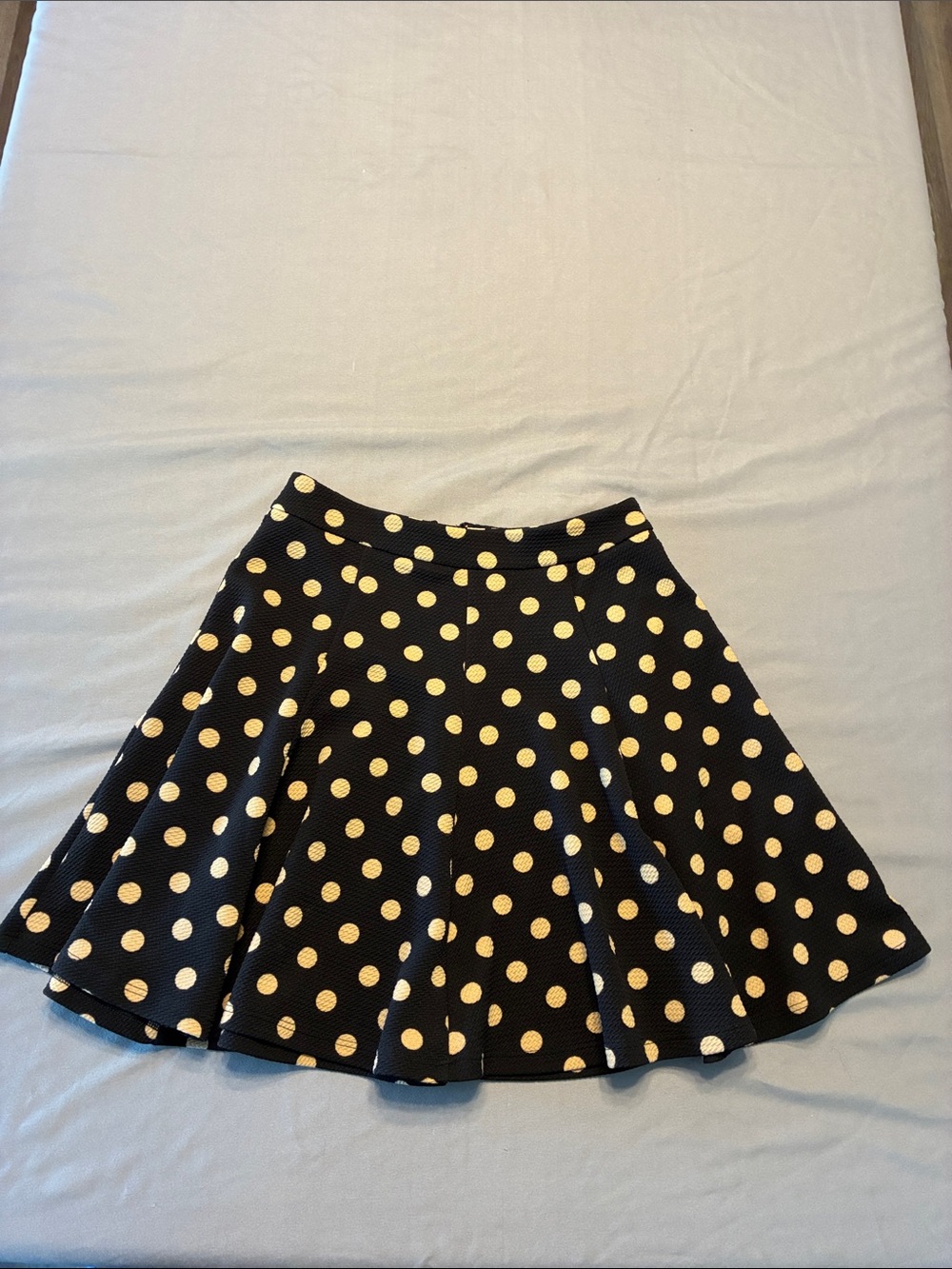 Lush Black Skater Skirt with Cream Polka Dots